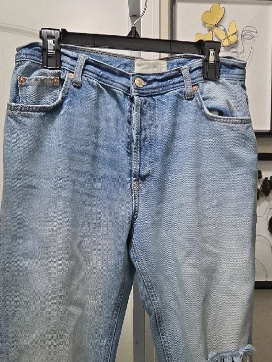 Free People Light Blue Distressed Boyfriend Jeans - Picture 2 of 4